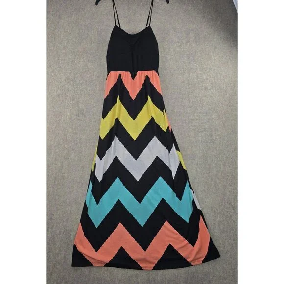 Chevron Pattern Colorful Maxi Dress XL - Picture 1 of 6
